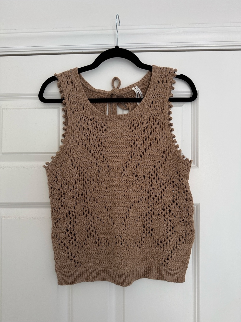 Anthropologie | Taupe Crochet Sweater Tank